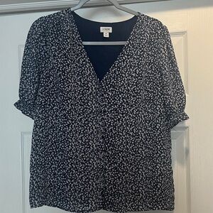 J. Crew Navy Floral Blouse